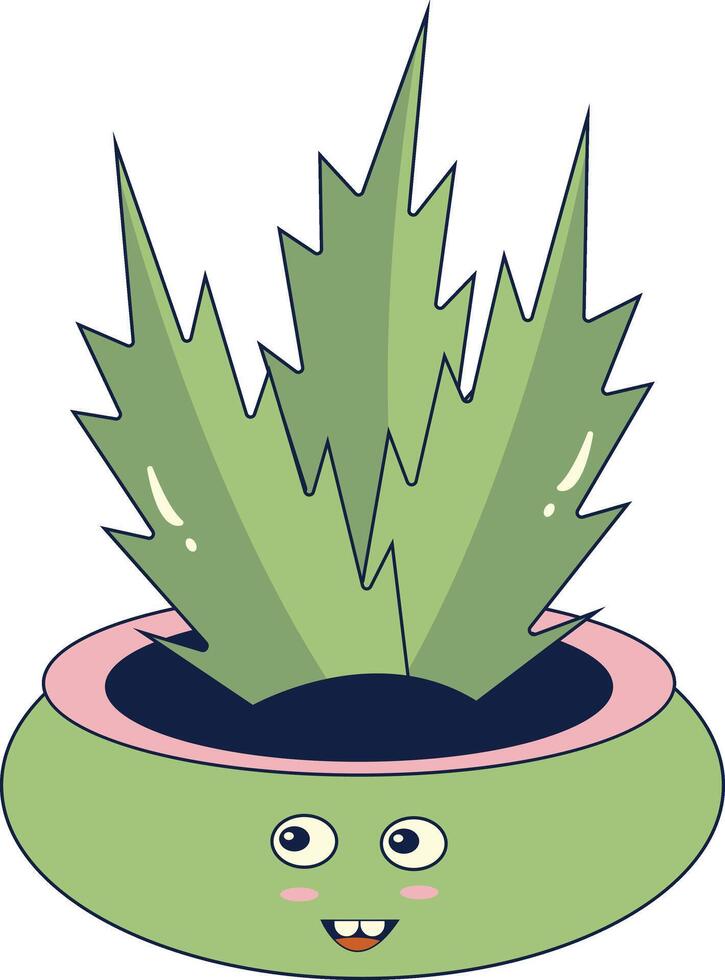 Kawaii Expression Potted Cactus. in Cute Cartoon Design and Shapes. Isolated Illustration. vector