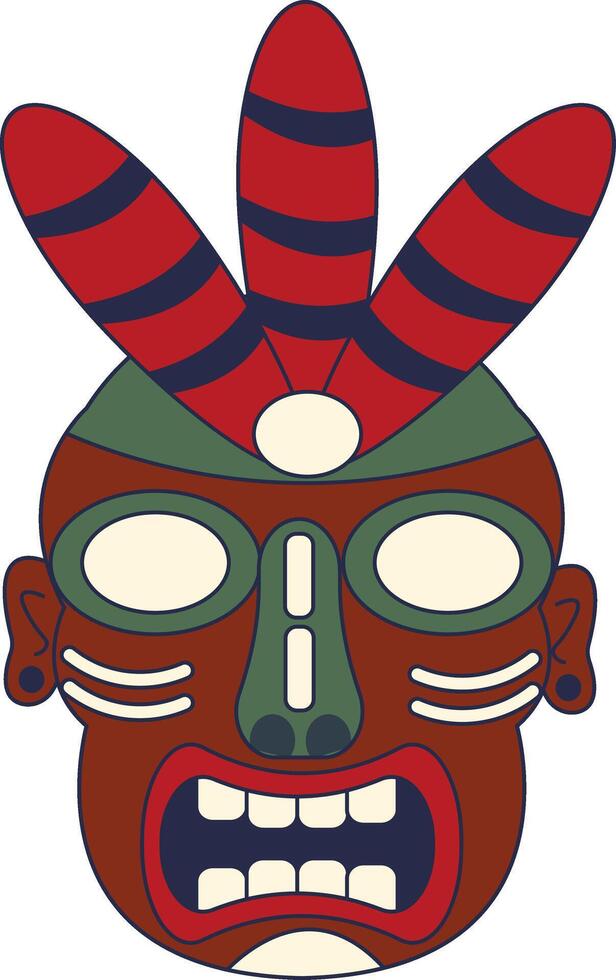 Tiki God Mask Cartoon in Flat Design Style Isolated on White Background. vector