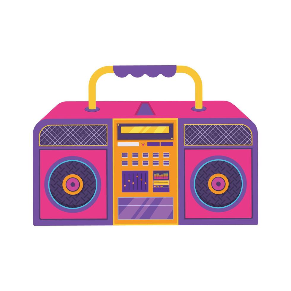 Nineties pop art style radio on white background vector