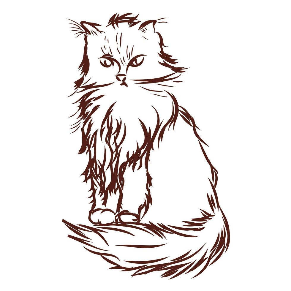 A simple cat in doodle style. illustration isolated on white background. vector