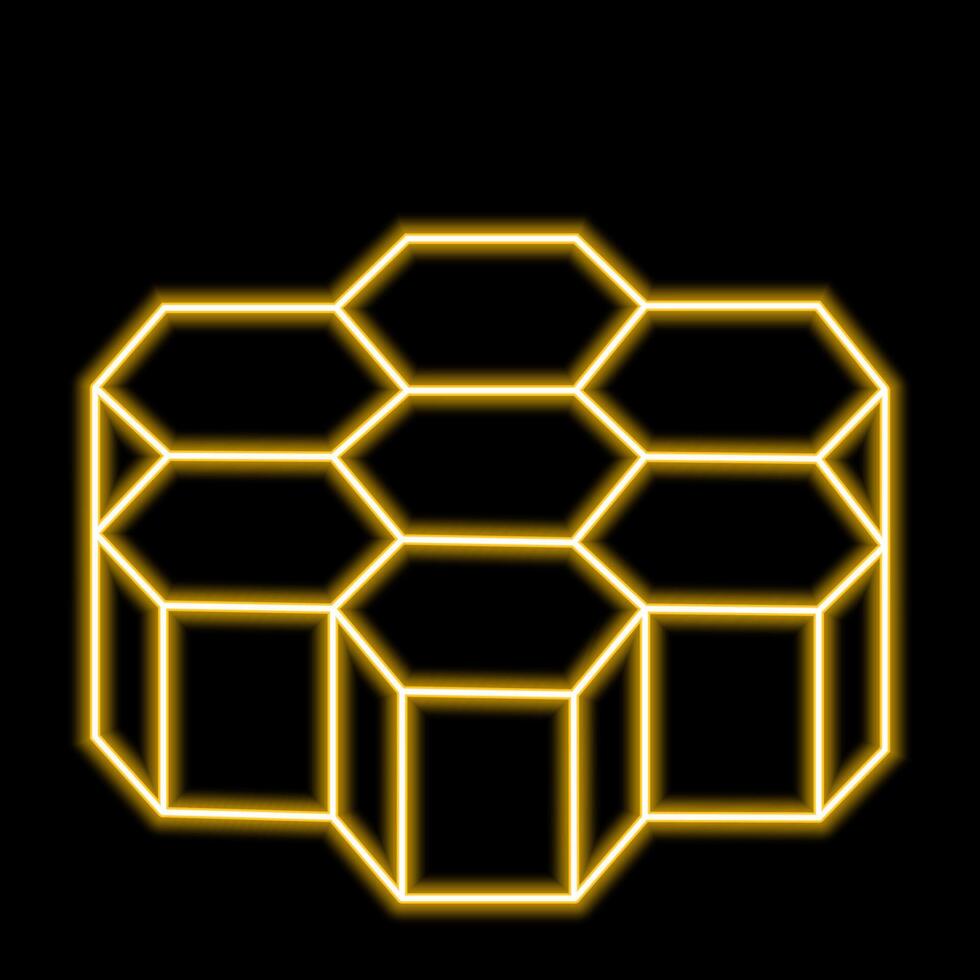 Honeycomb in line in neon effect vector