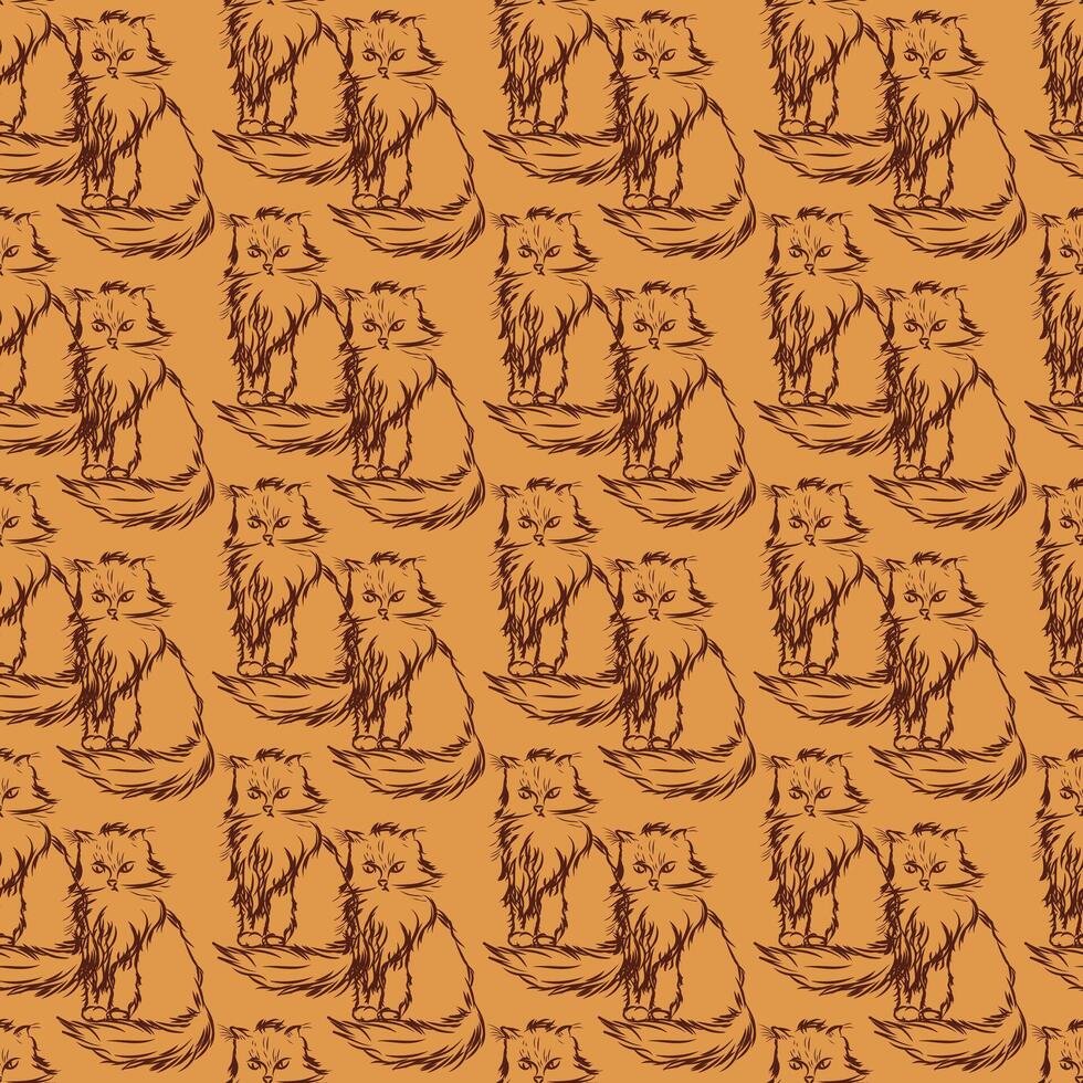 Cat in doodle style. Simple seamless pattern. illustration. vector
