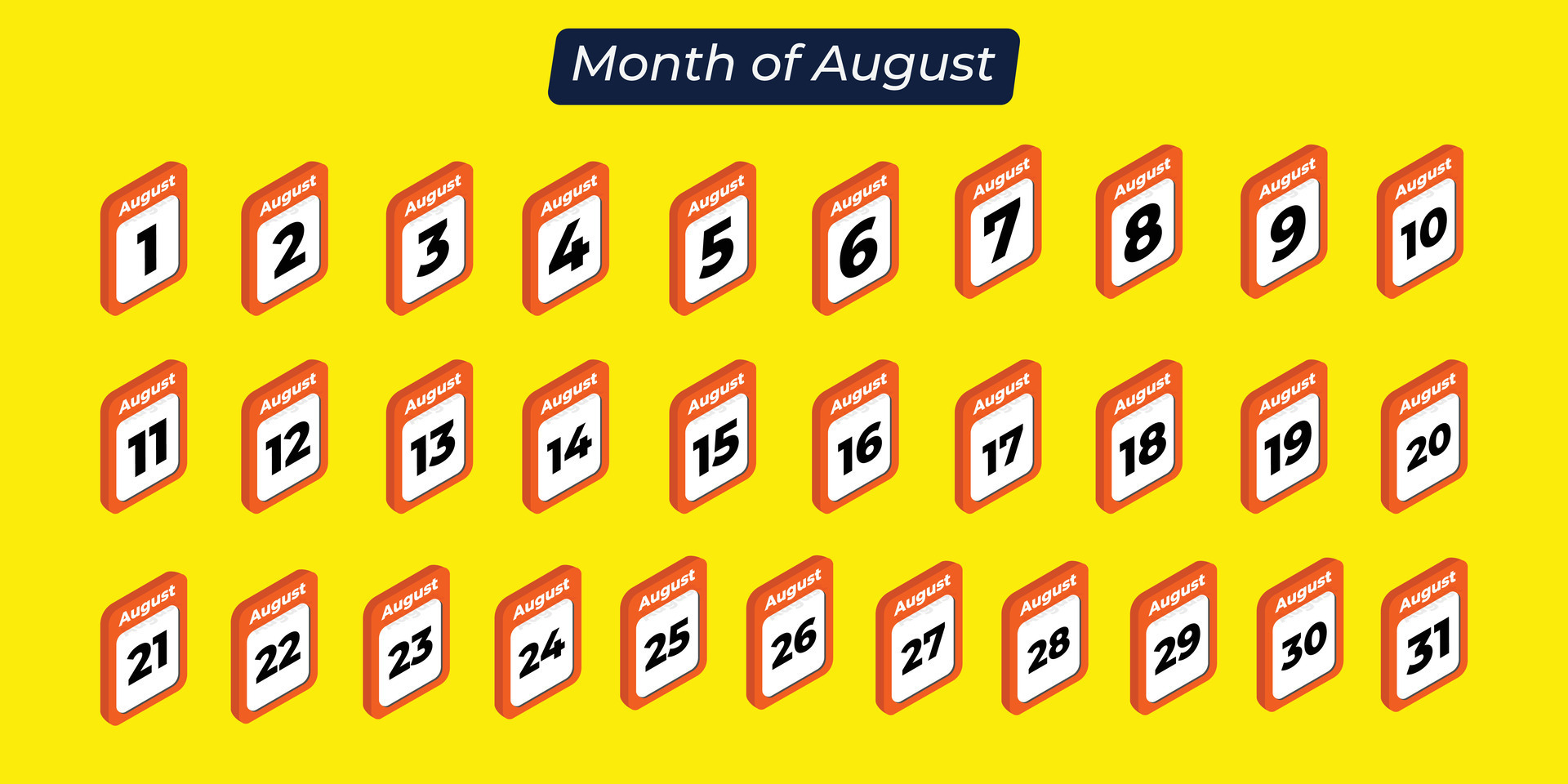 Month August Calendar days icon collections 46120257 Vector Art at Vecteezy
