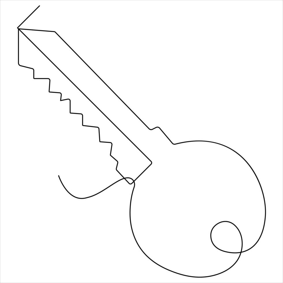 Continuous key single line art drawing best use for logo minimalist illustration vector