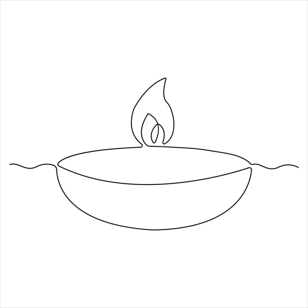 Candle continuous single line drawing Isolated on white background minimalist style vector