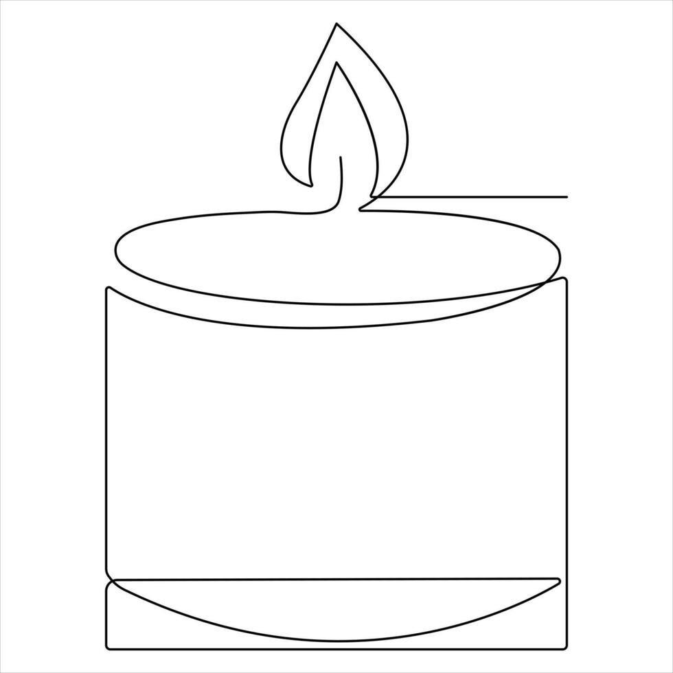 Candle continuous single line drawing Isolated on white background minimalist style vector