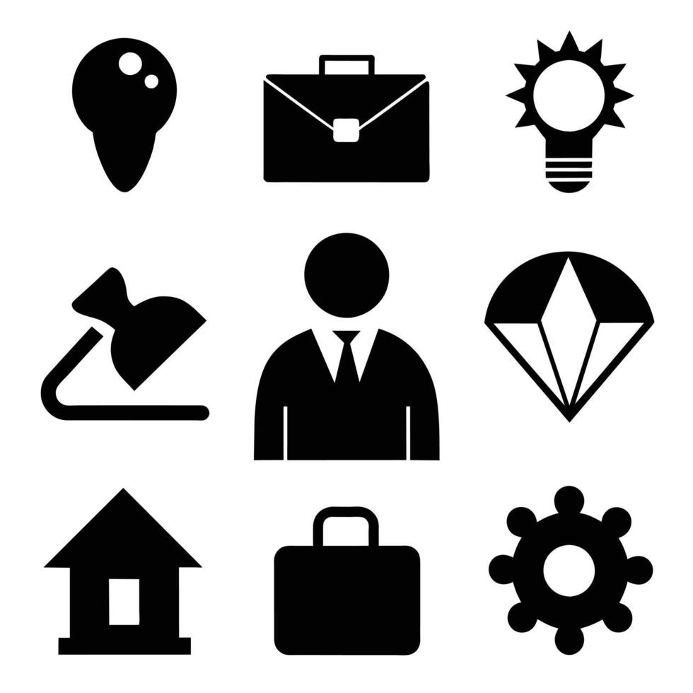 Set of office and business flat icons on white background vector