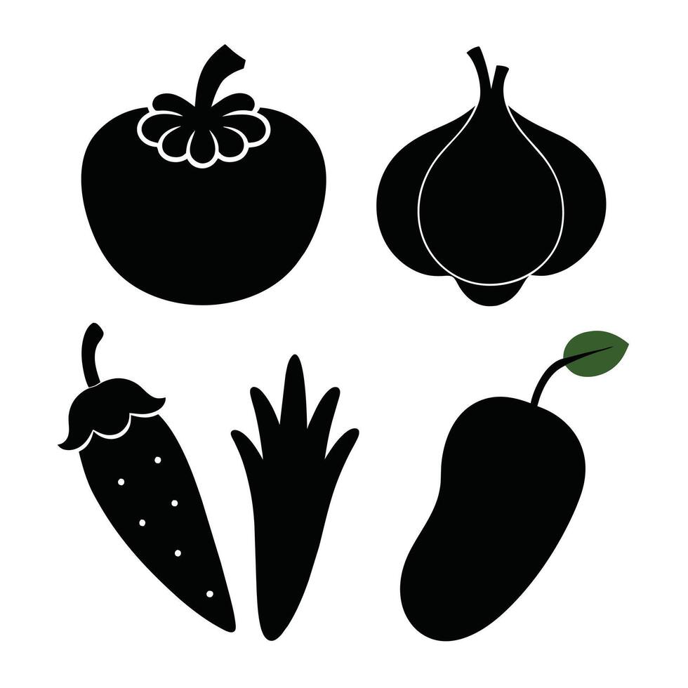 Set of vegetables Collection on white background vector