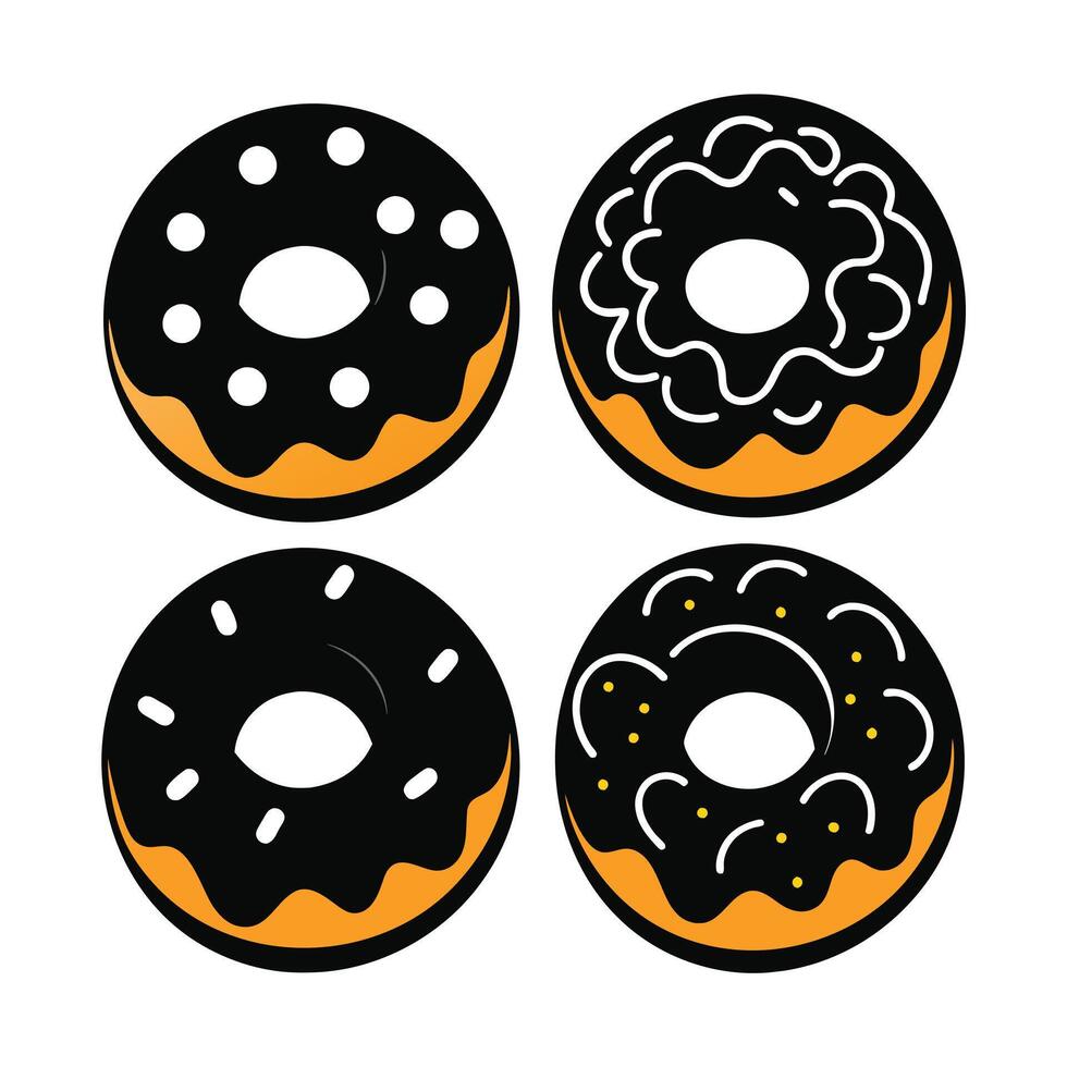 Set of delicious Donuts Collection on white background vector