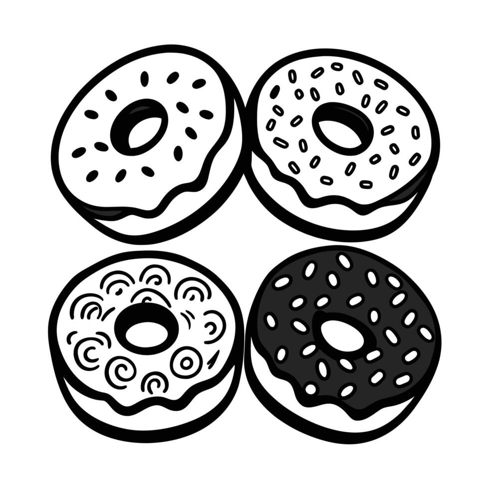 Set of delicious Donuts Collection on white background vector