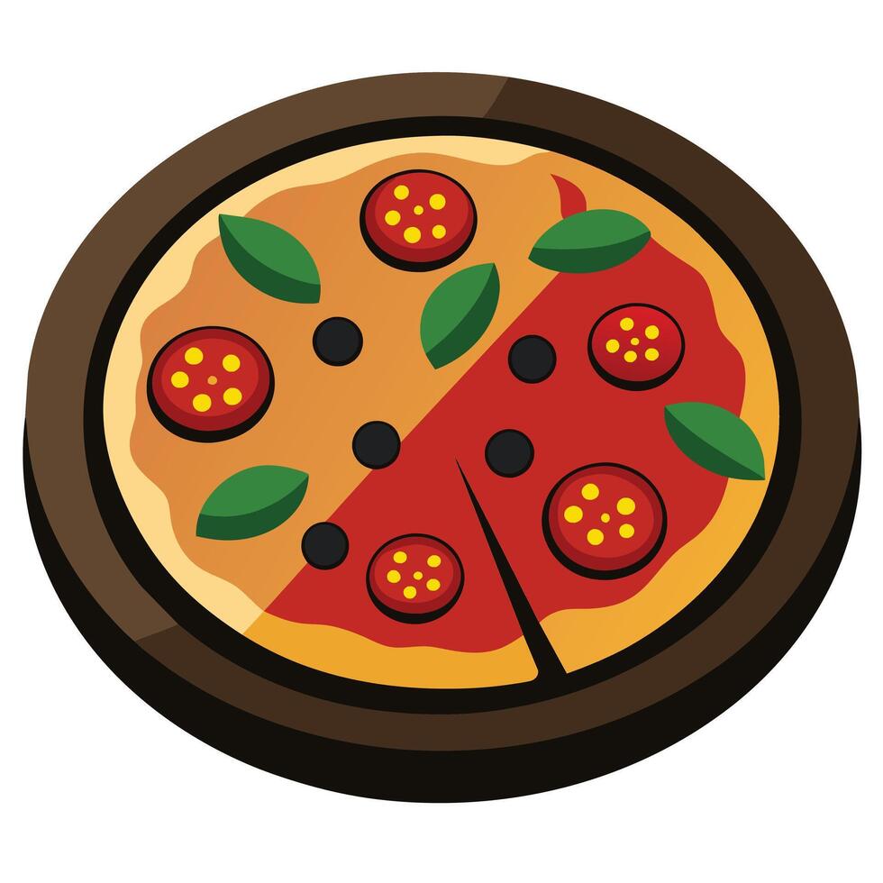 Italian pizza cartoon illustration on white background vector