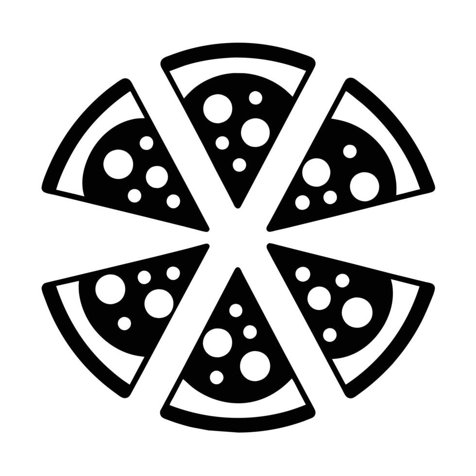 Set of Pizza with one slice separated linear icon on white background vector