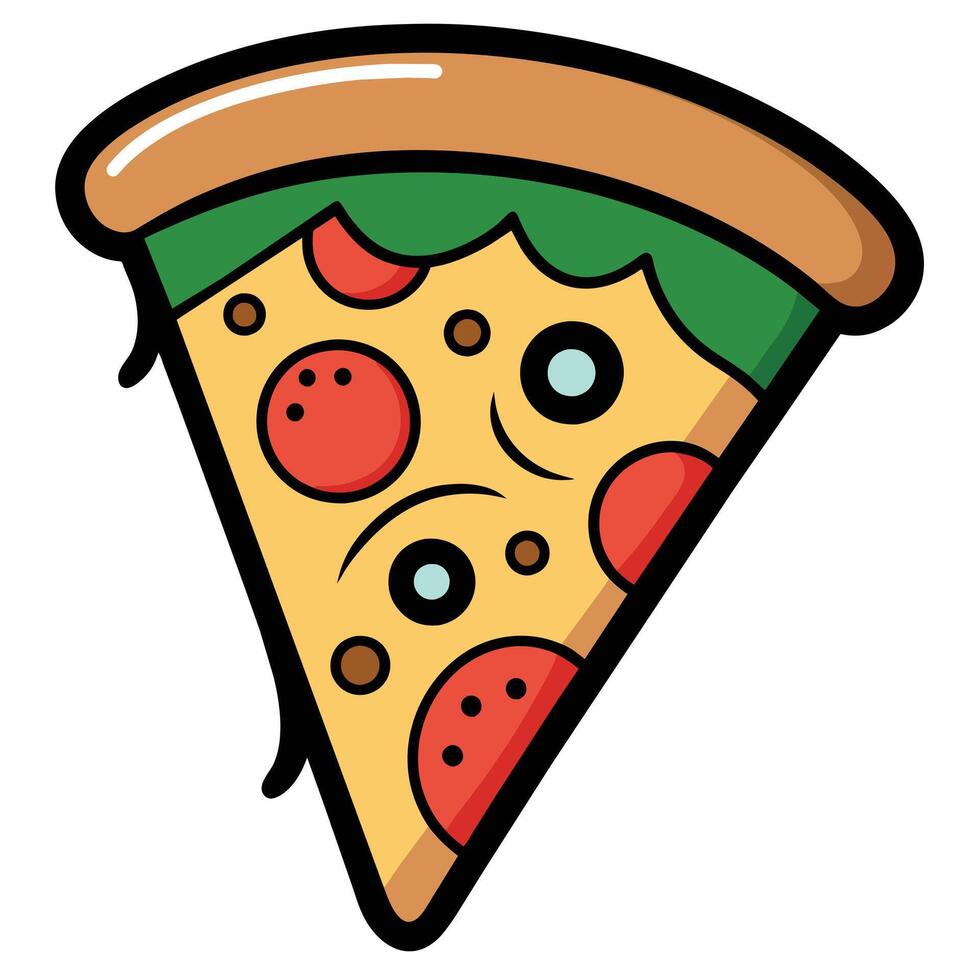Italian pizza cartoon illustration on white background vector