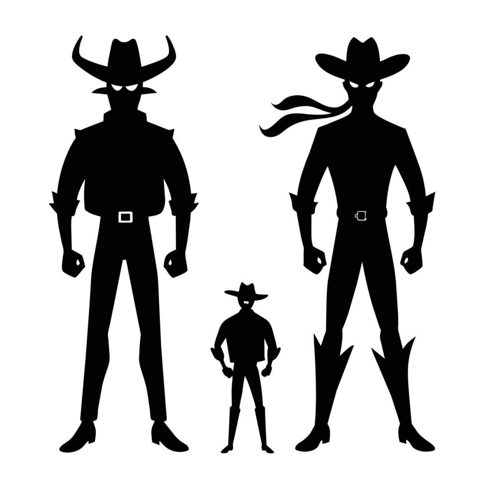 Set of cowboy Silhouette on white background vector