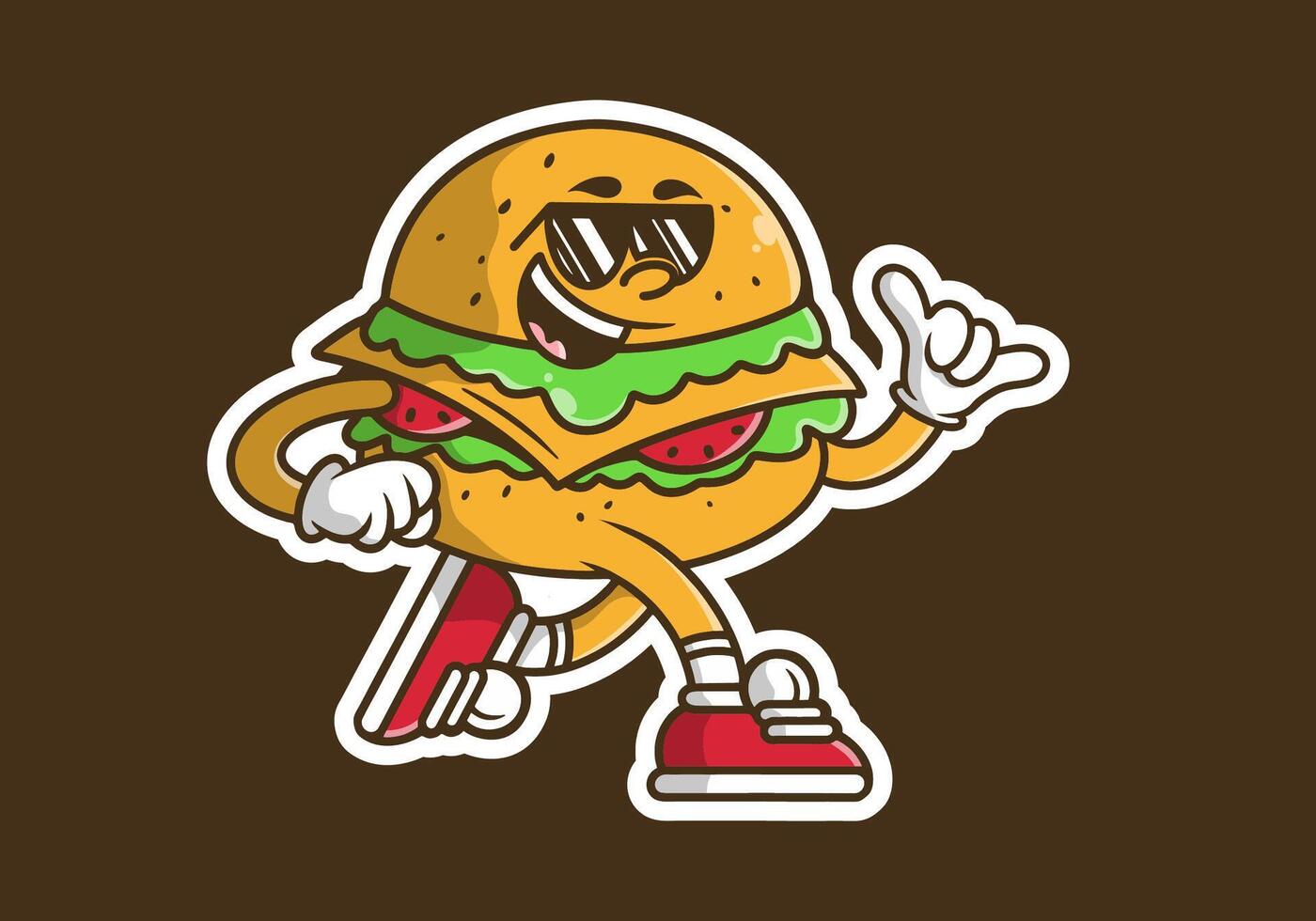 Mascot character illustration of running burger vector