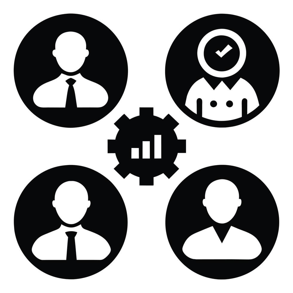 Set of operations management flat icons on white background vector