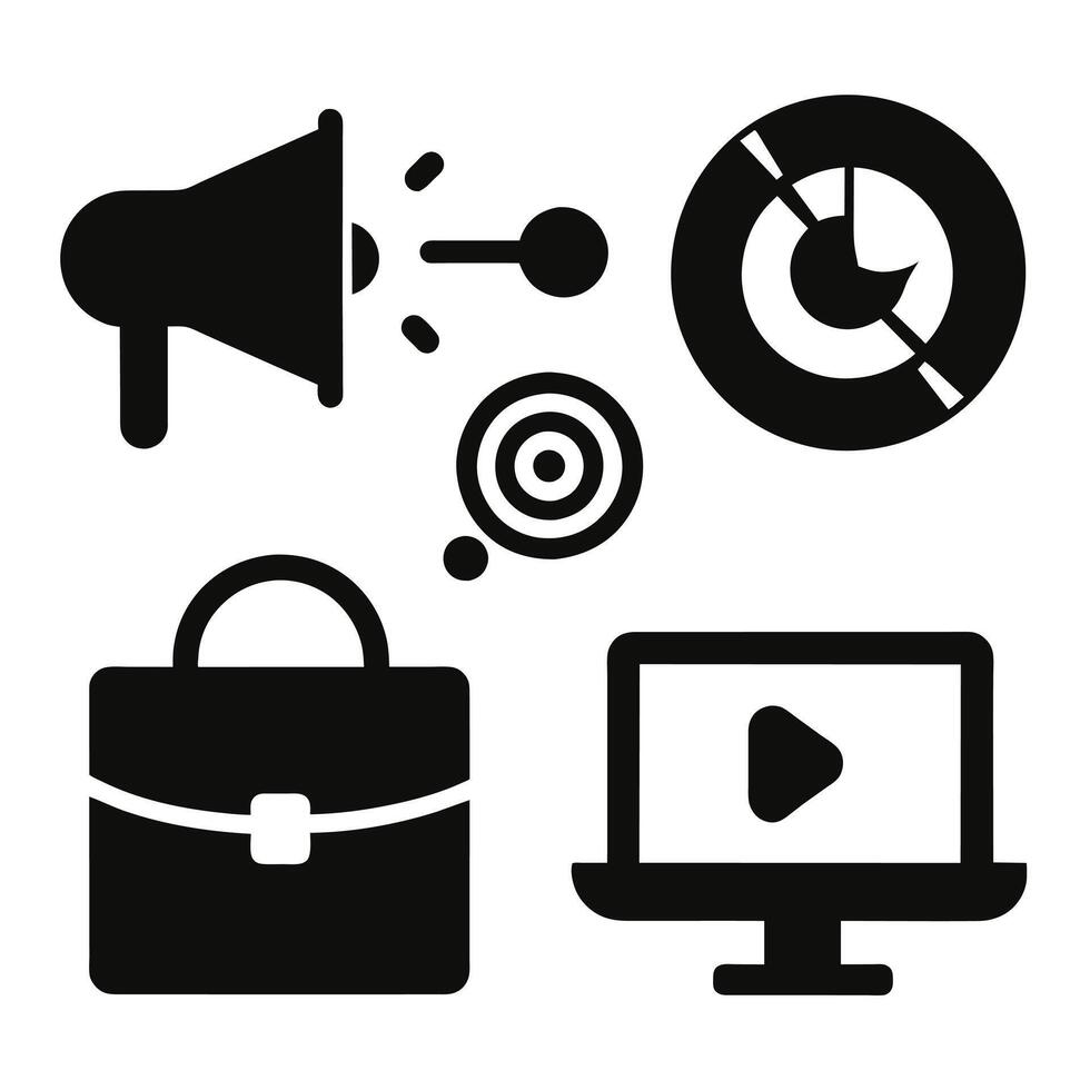 Set of digital marketing icons on white background vector