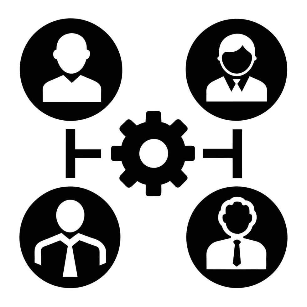 Set of operations management flat icons on white background vector