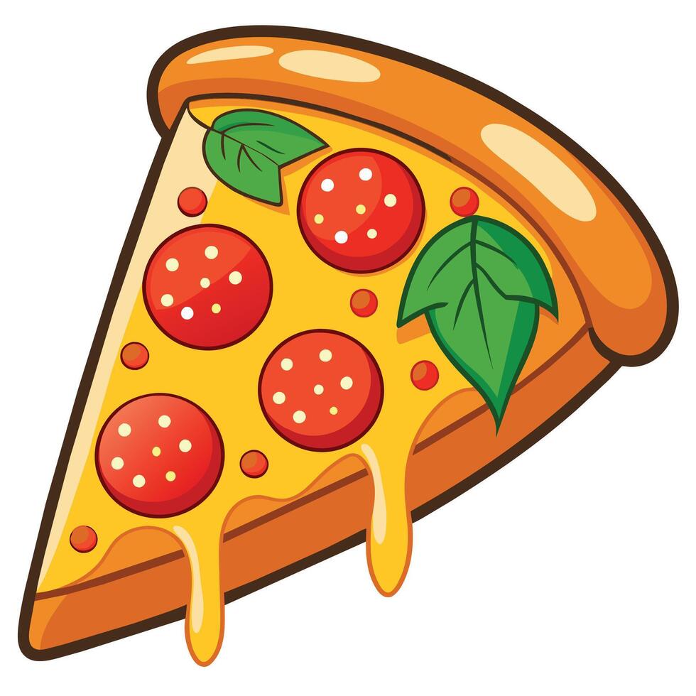 Italian pizza cartoon illustration on white background vector