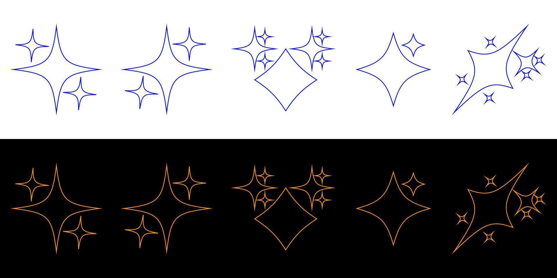 Star sparkle shine twinkle glow, magic party light doodle sparkle elements. vector