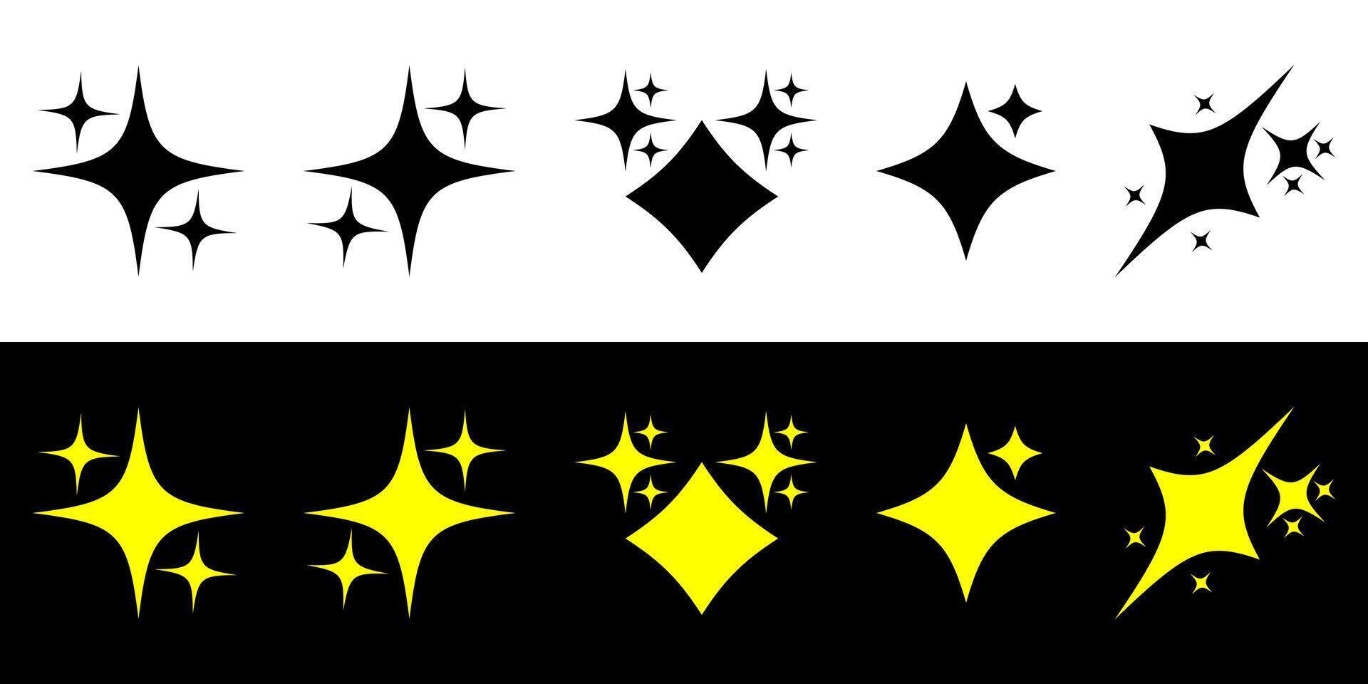 Star sparkle shine twinkle glow, magic party light doodle sparkle elements. vector