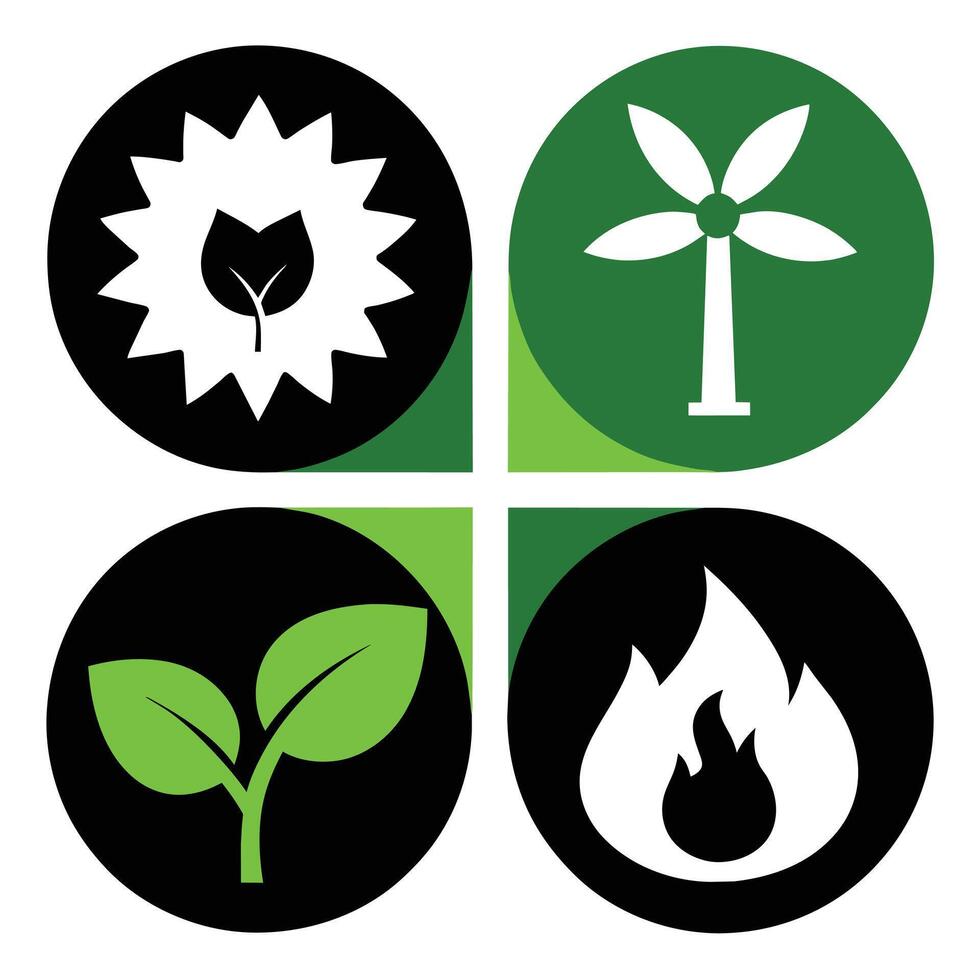 Set of Ecology flat icons on white background vector