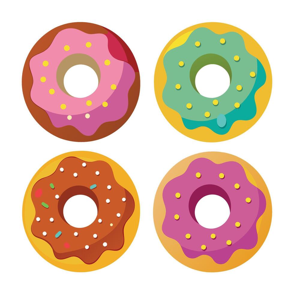 Set of delicious Donuts Collection on white background vector