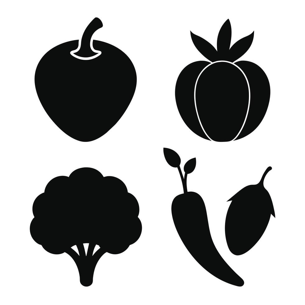 Set of vegetables Collection on white background vector