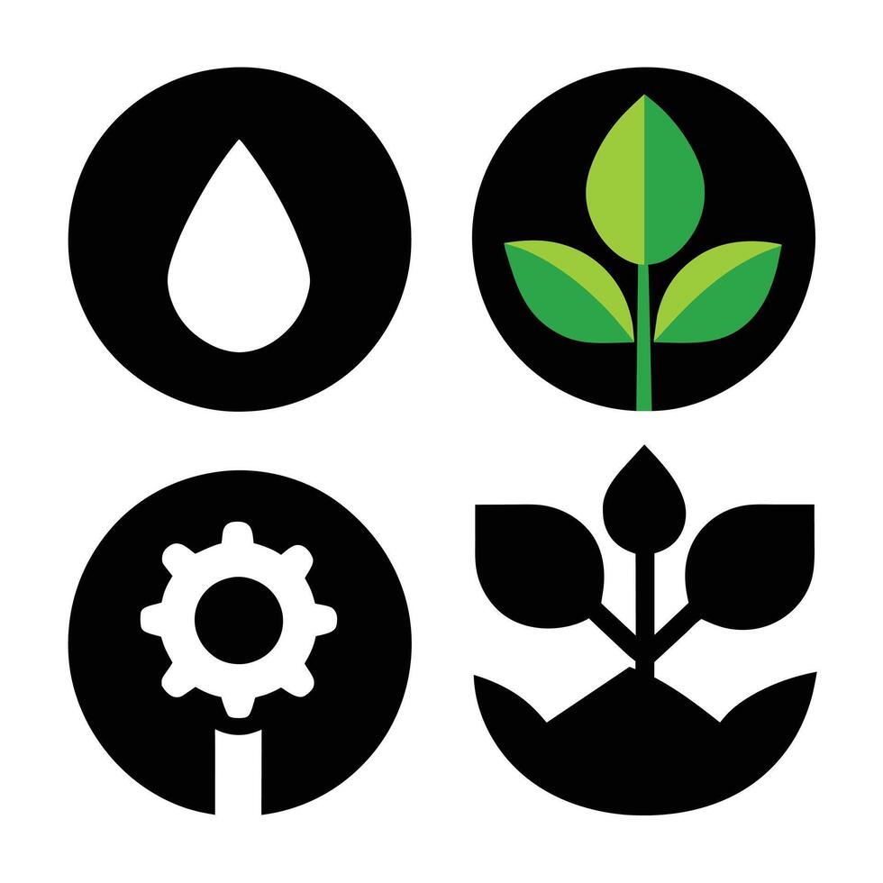 Set of Ecology flat icons on white background vector