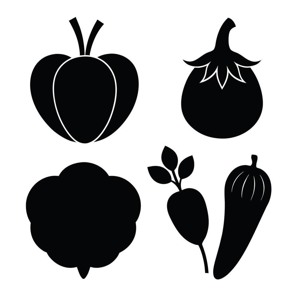 Set of vegetables Collection on white background vector