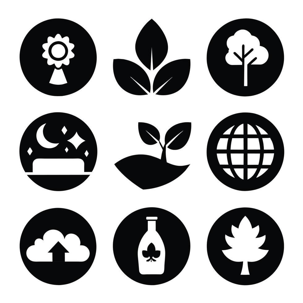 Set of Ecology flat icons on white background vector