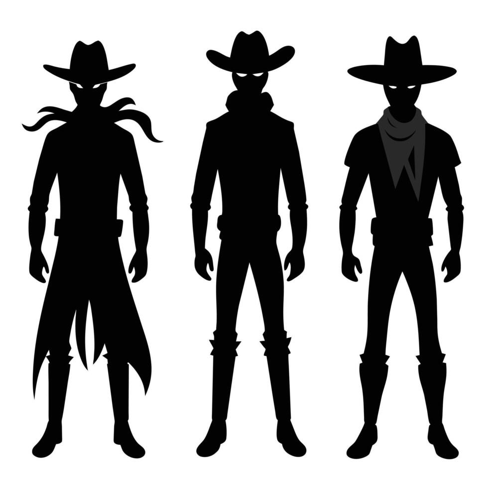 Set of cowboy Silhouette on white background vector