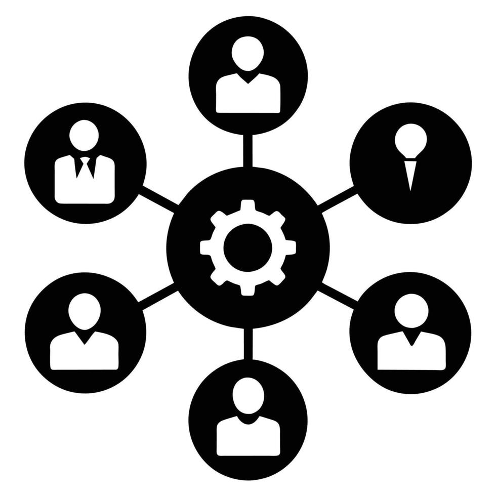 Set of operations management flat icons on white background vector