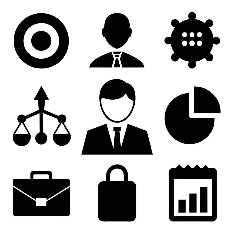 Set of office and business flat icons on white background vector