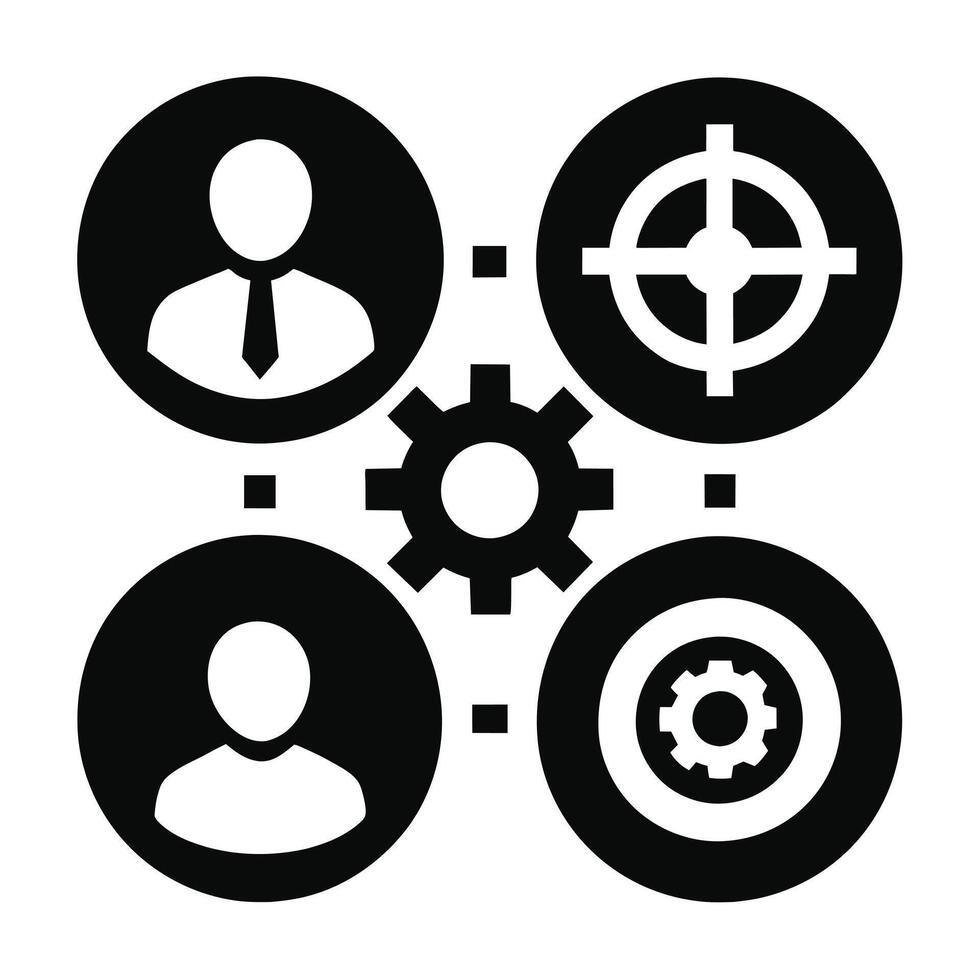 Set of operations management flat icons on white background vector