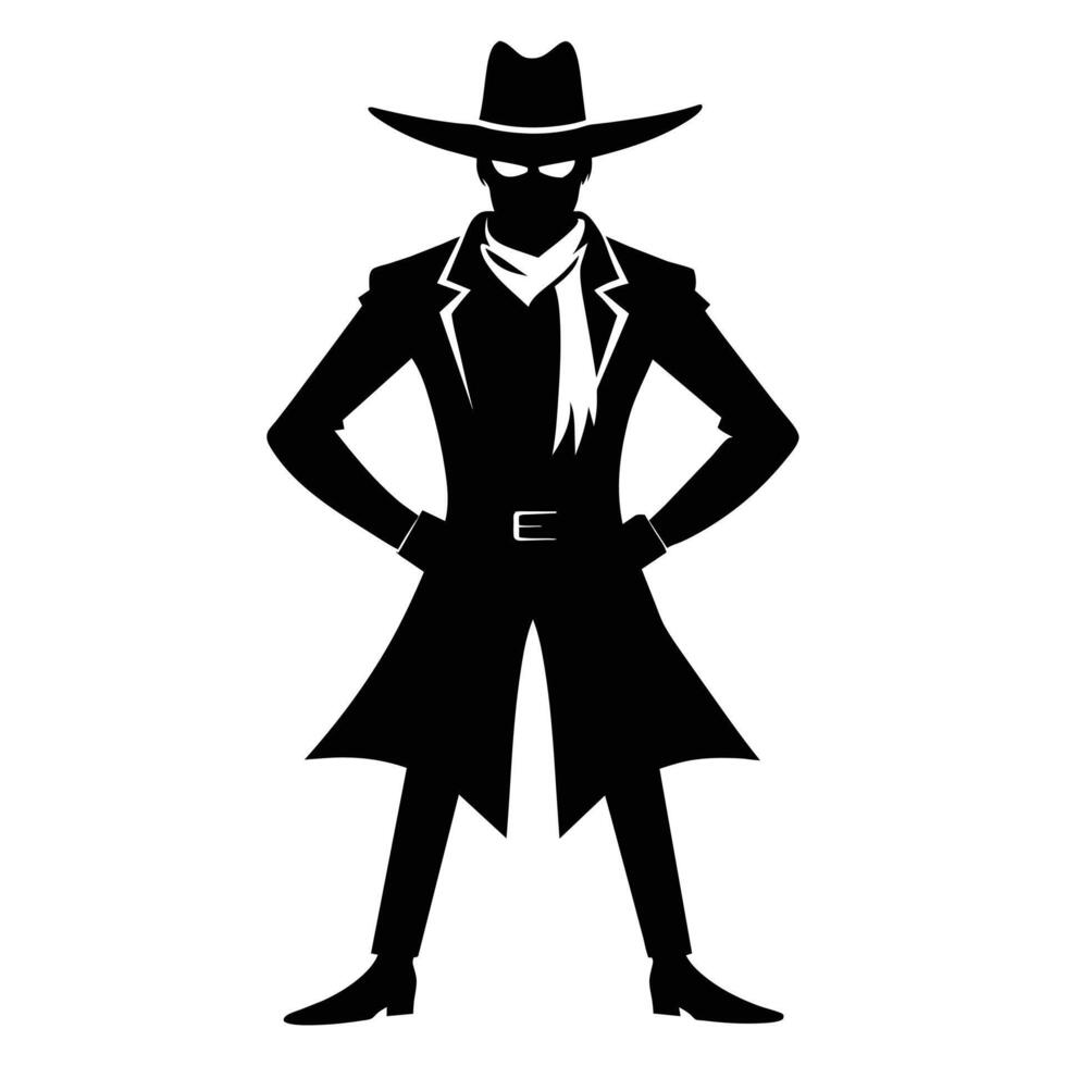 Set of cowboy Silhouette on white background vector