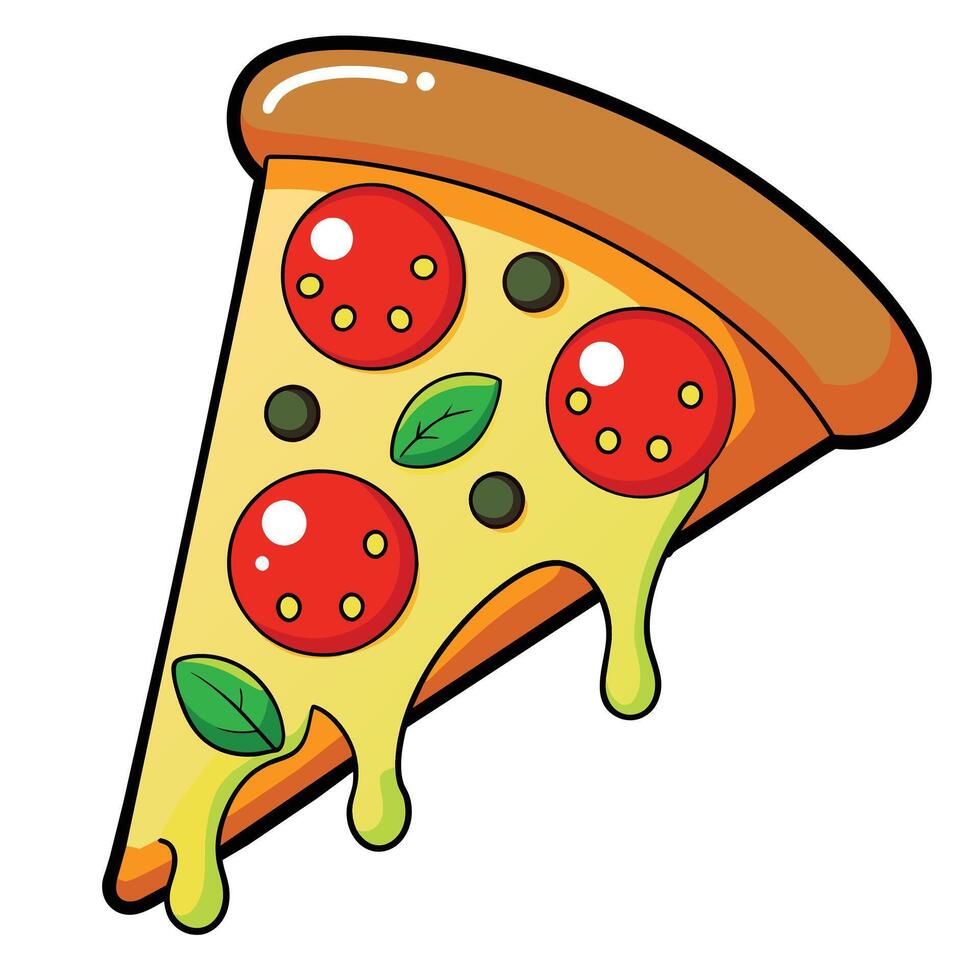 Italian pizza cartoon illustration on white background vector
