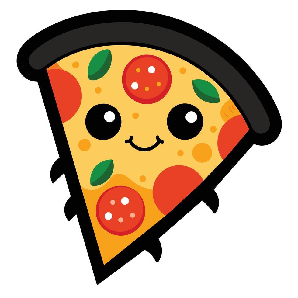 Italian pizza cartoon illustration on white background vector