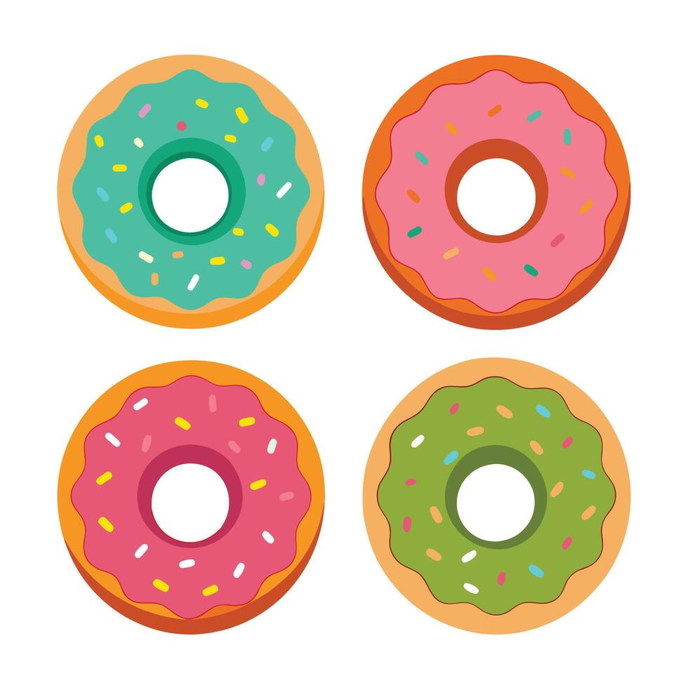 Set of delicious Donuts Collection on white background vector