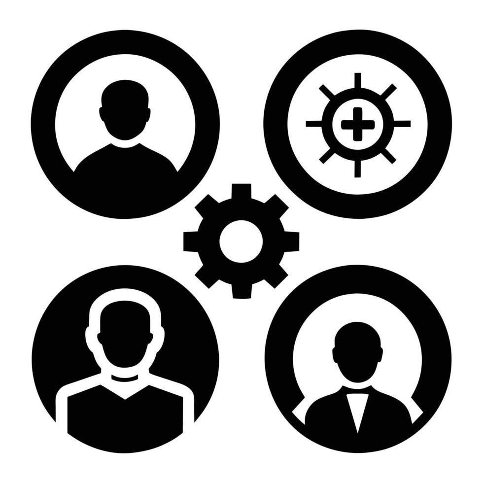Set of operations management flat icons on white background vector