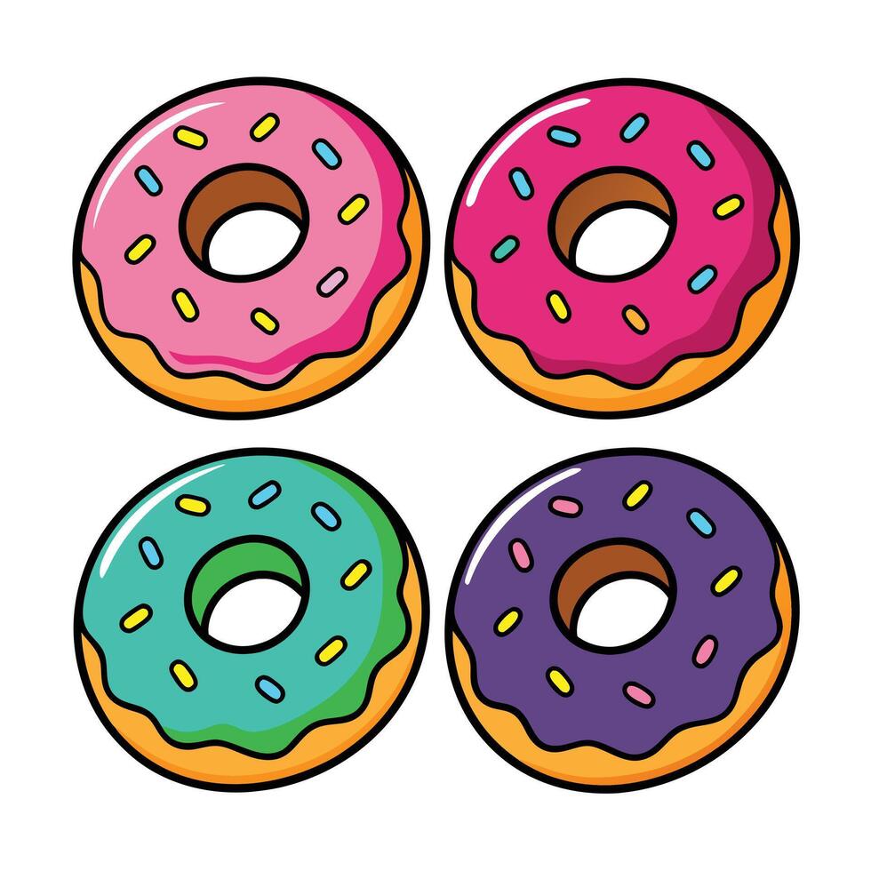 Set of delicious Donuts Collection on white background vector