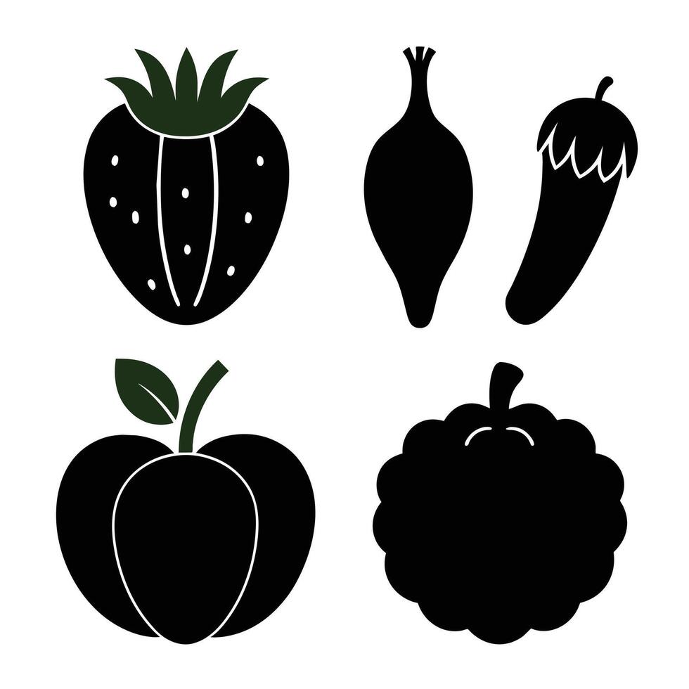 Set of vegetables Collection on white background vector