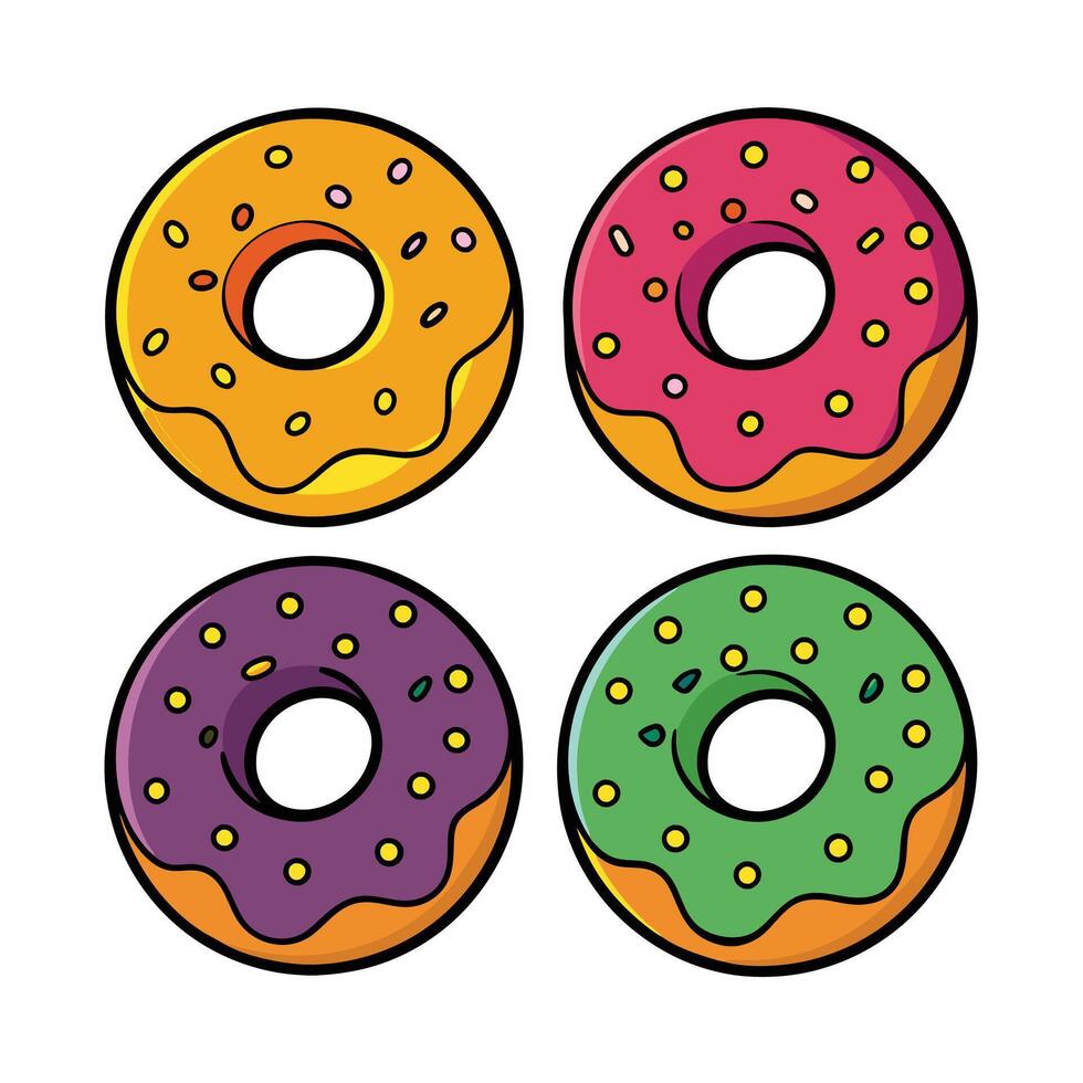 Set of delicious Donuts Collection on white background vector