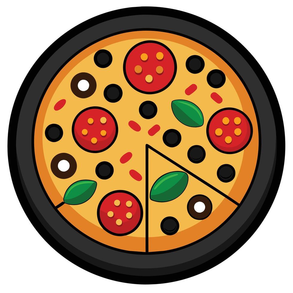 Italian pizza cartoon illustration on white background vector