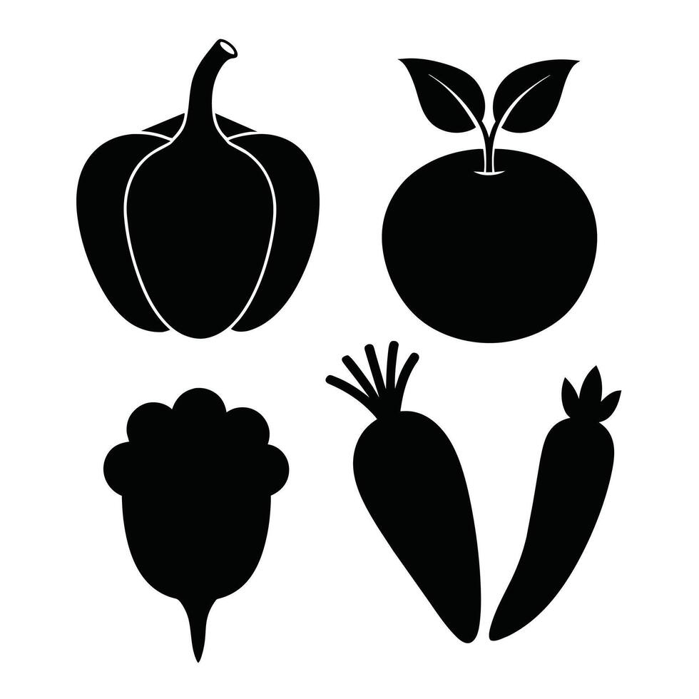 Set of vegetables Collection on white background vector