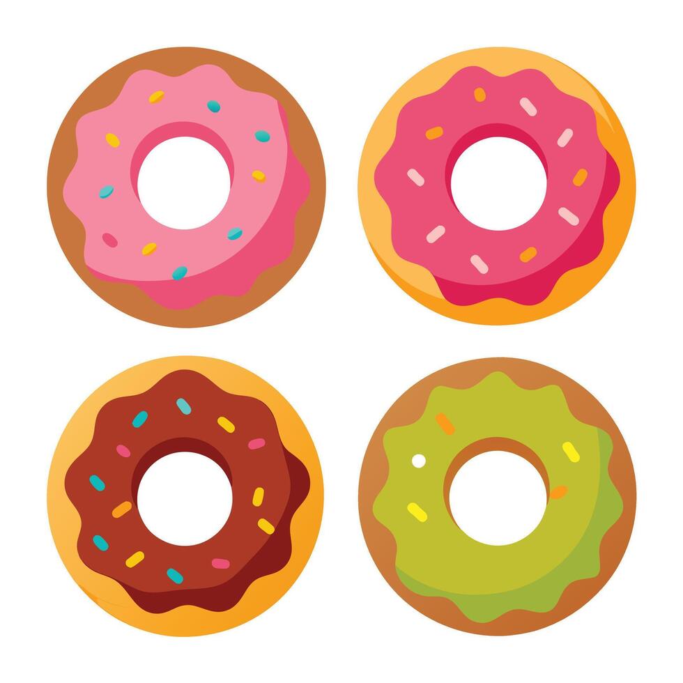 Set of delicious Donuts Collection on white background vector