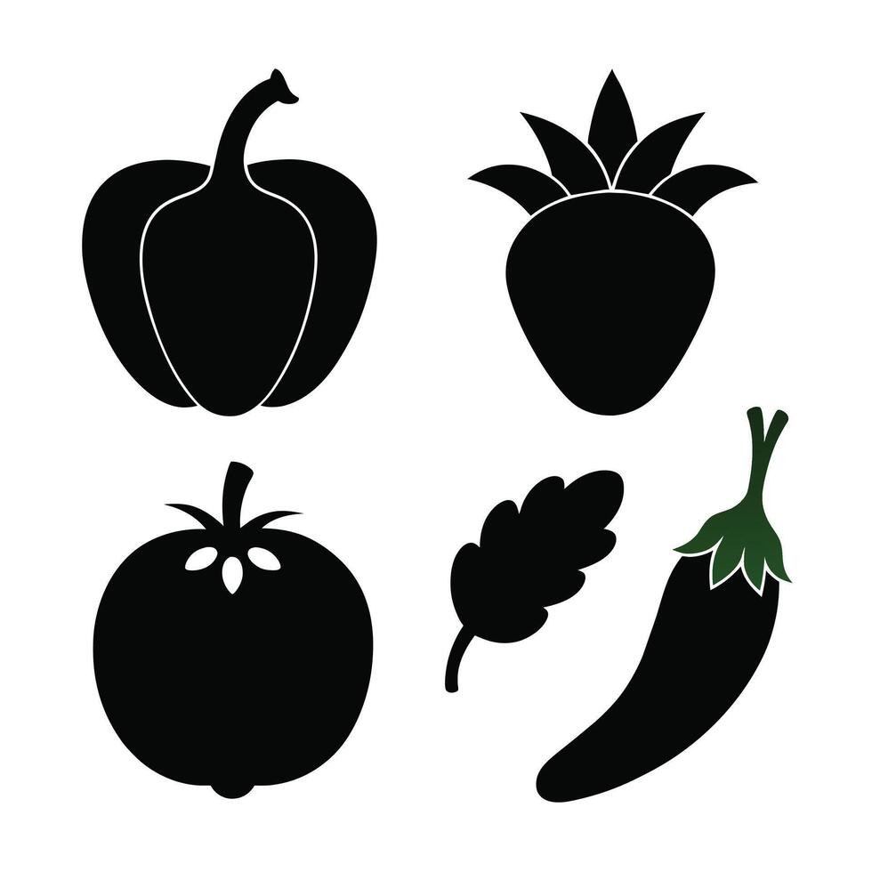 Set of vegetables Collection on white background vector