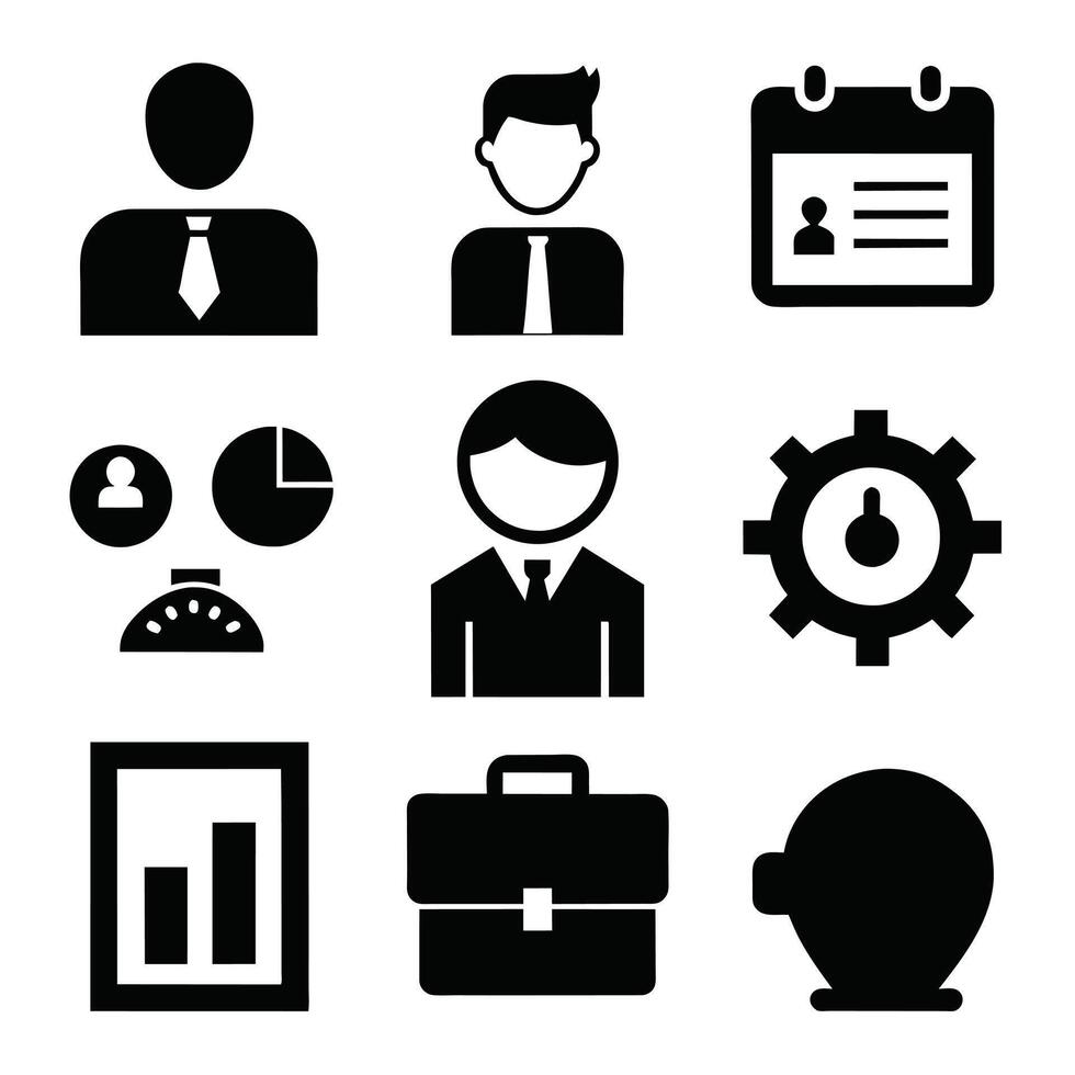 Set of office and business flat icons on white background vector