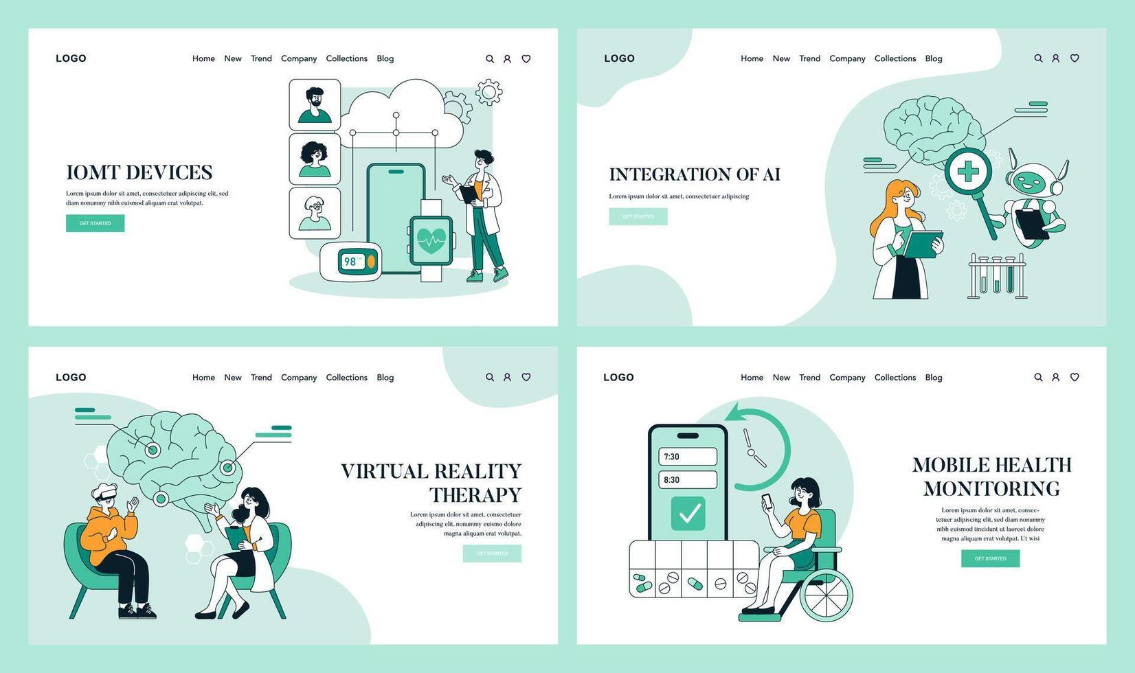 Tech Enabled Health. Flat Illustration vector