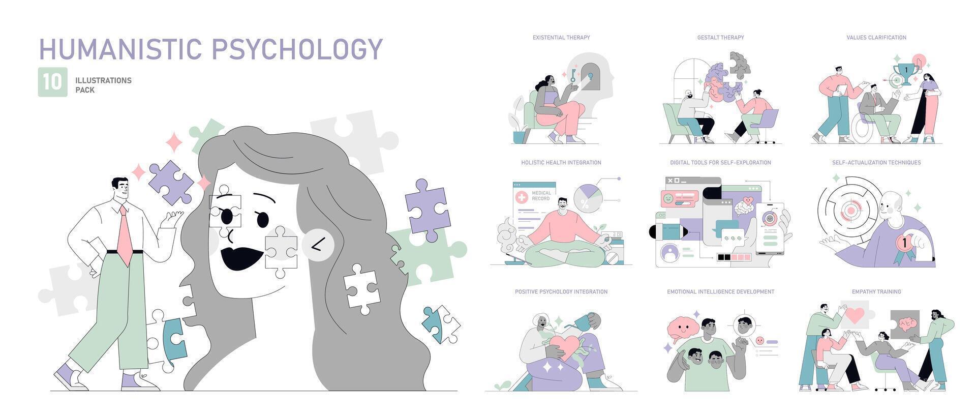Humanistic Psychology. Flat Illustration vector